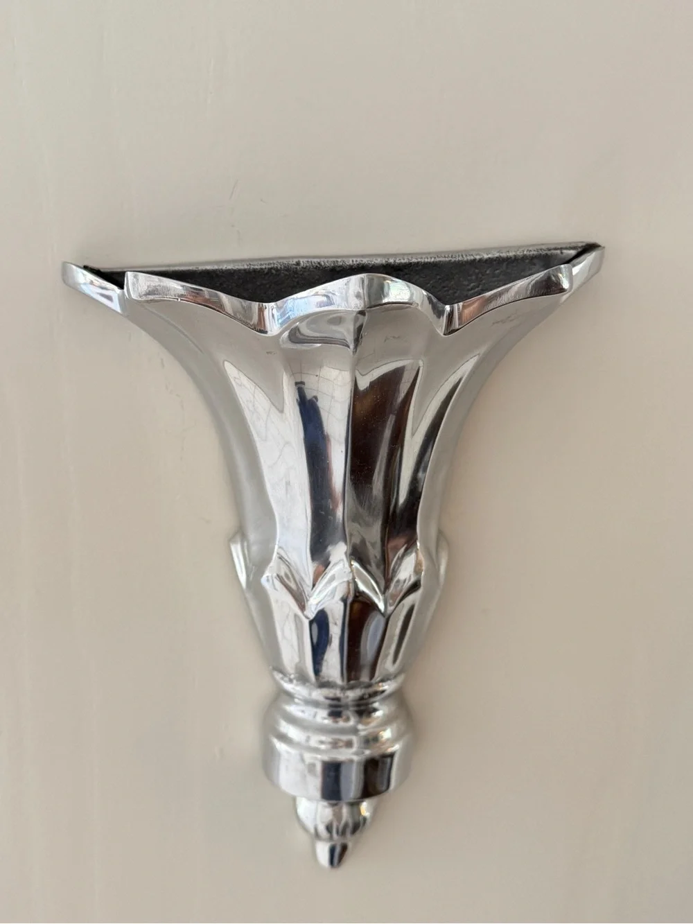 Rare Vintage MCM Art Deco Silver Metal Wall Vases from India